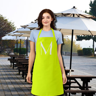 bold custom monogram - neon yellow apron