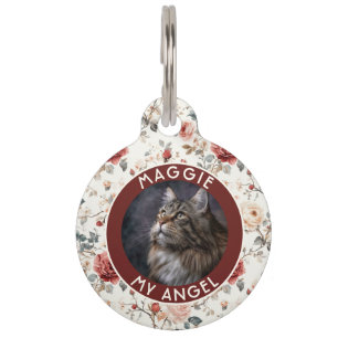 Bold Custom Pet Owner Gift Idea Rose Pattern ID Tag
