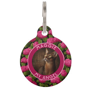 Bold Custom Pet Themed Gift Hydrangeas Pattern ID Tag