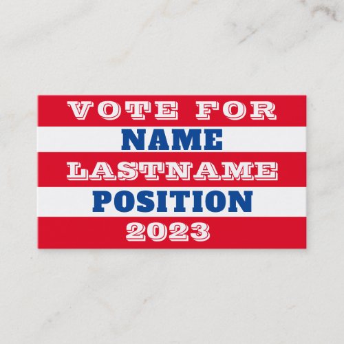 Bold Custom Political Campaign Template Business Card