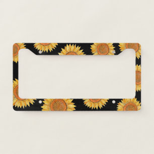 Bold & Cute Girly Vintage Elegant Retro Sunflower License Plate Frame