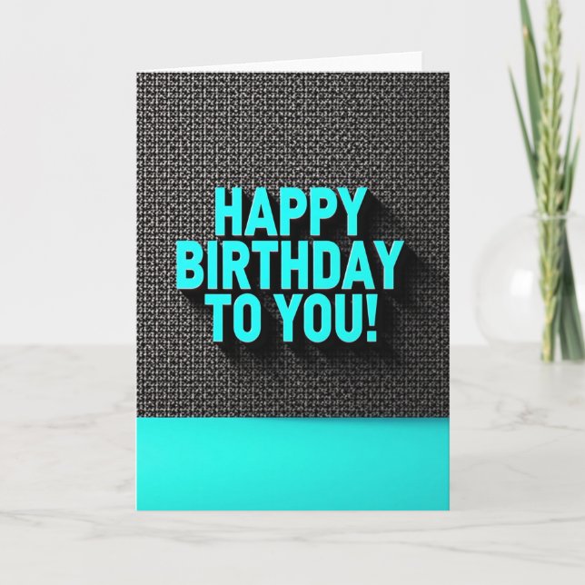 Bold Cyan Birthday Card (Front)