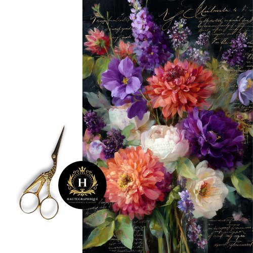 Bold Dahlia Mixed Bouquet Decoupage Tissue Paper