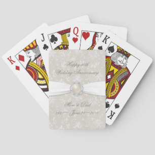 Bold Damask 30th Wedding Anniversary Poker Cards