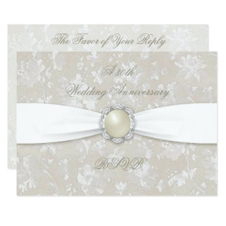 Bold Damask 30th Wedding Anniversary RSVP Card