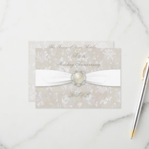 Bold Damask 30th Wedding Anniversary RSVP Card