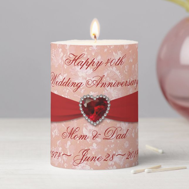 Bold Damask 40th Wedding Anniversary 3x4" Candle (In Situ)