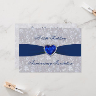 Bold Damask 45th Wedding Anniversary 5x7 Invite