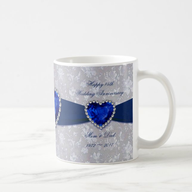 Bold Damask 45th Wedding Anniversary Coffee Mug (Right)