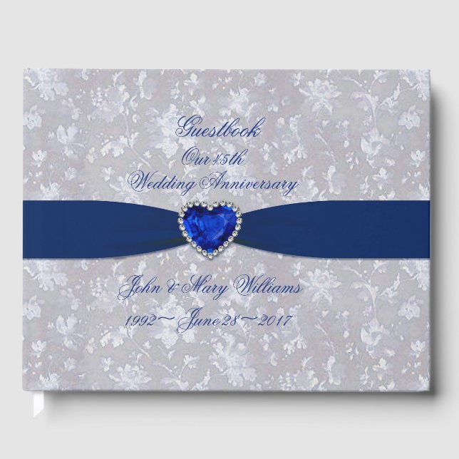 Bold Damask 45th Wedding Anniversary Guestbook (Front)