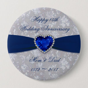 Bold Damask 45th Wedding Anniversary Magnet Pinback Button
