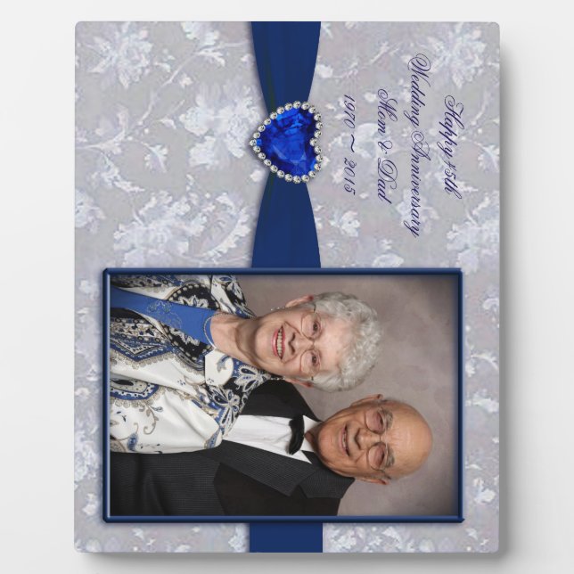 Bold Damask 45th Wedding Anniversary Photo Plaque (Front)