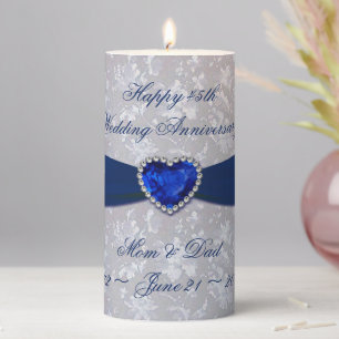 Bold Damask 45th Wedding Anniversary Pillar Candle