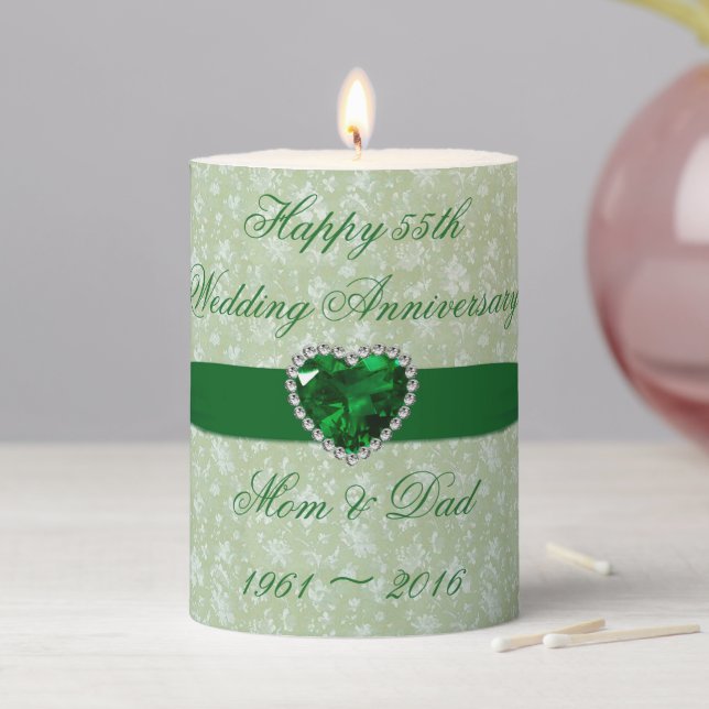 Bold Damask 55th Anniversary 3x4 Pillar Candle (In Situ)