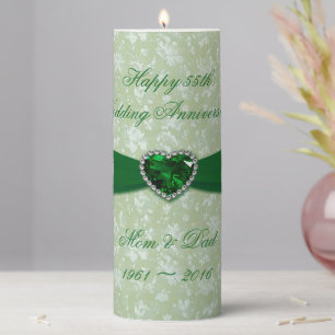 Bold Damask 55th Anniversary 3x8 Pillar Candle