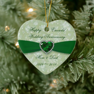 Bold Damask 55th Anniversary Heart Photo Ornament