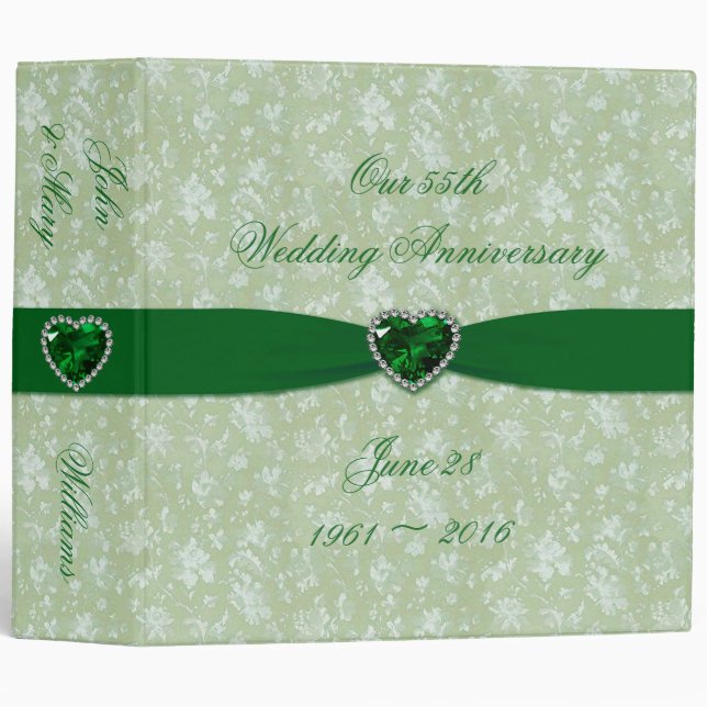 Bold Damask 55th Wedding Anniversary 2" Binder (Front/Spine)