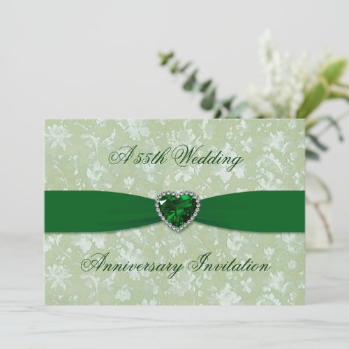 Bold Damask 55th Wedding Anniversary 5x7 Invite