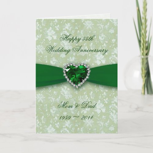 Bold Damask 55th Wedding Anniversary Card