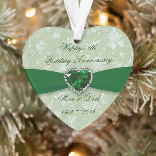 Bold Damask 55th Wedding Anniversary Ornament