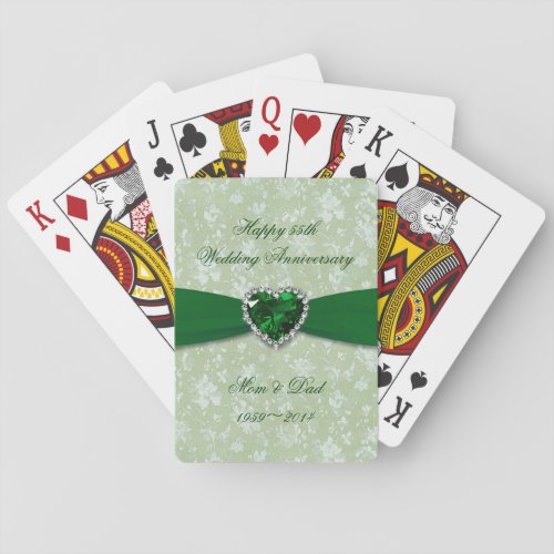 Bold Damask 55th Wedding Anniversary Playing Cards
