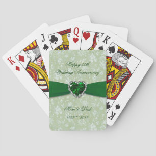 Bold Damask 55th Wedding Anniversary Poker Cards