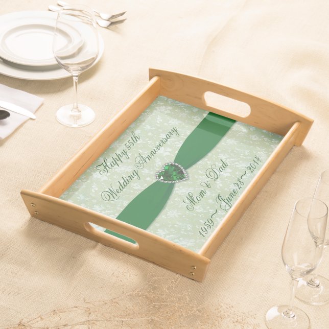 Bold Damask 55th Wedding Anniversary Serving Tray (Front)