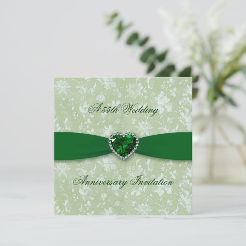 Bold Damask 55th Wedding Anniversary Square Invite