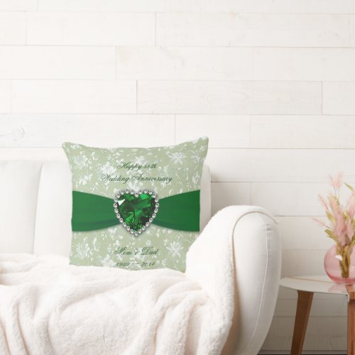 Bold Damask 55th Wedding Anniversary Throw Pillow