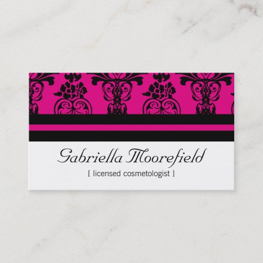 Customizable Bold Damask Pink Cosmetologist Business Cards