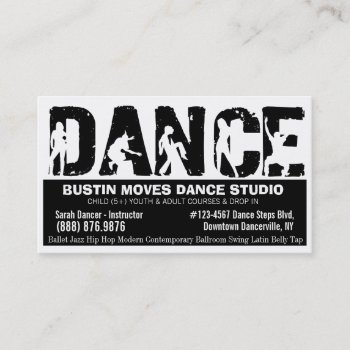 Bold Dance Studio Black And White Business Card by RetroZone at Zazzle