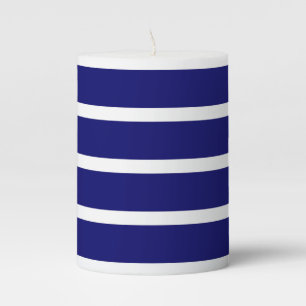 Bold Dark Blue Stripes Pillar Candle