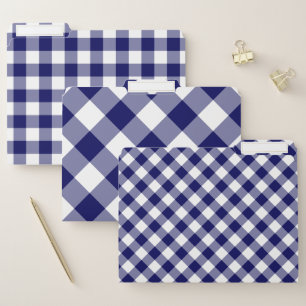 Bold Dark Blue White Buffalo Check Pattern File Folder