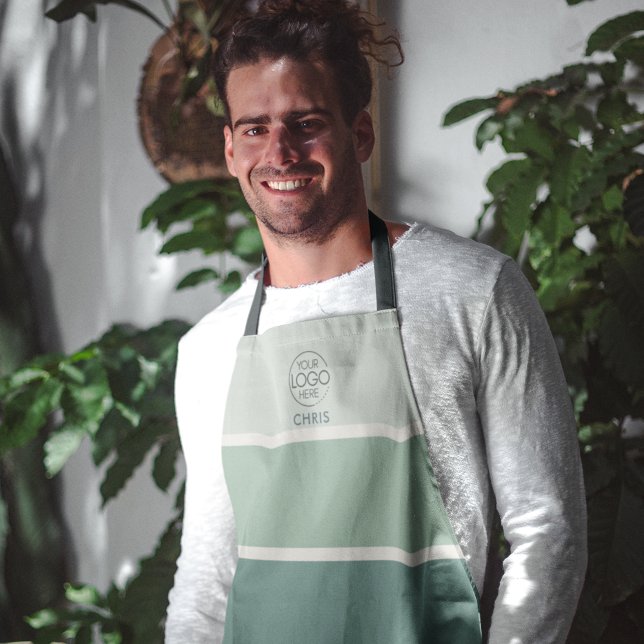 Bold Dark Green Gradient Stripe Logo  Apron (Creator Uploaded)