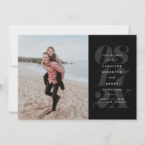 Bold date black and white photo save the date