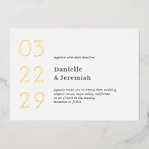 Bold Date Clean Minimal Elegant Modern Wedding Foil Invitation