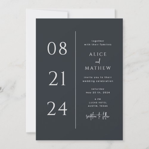 bold date minimalist modern wedding invitation