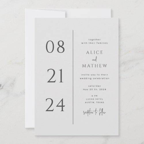 bold date minimalist modern wedding invitation