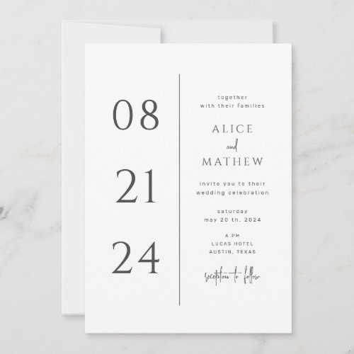 bold date minimalist modern wedding invitation
