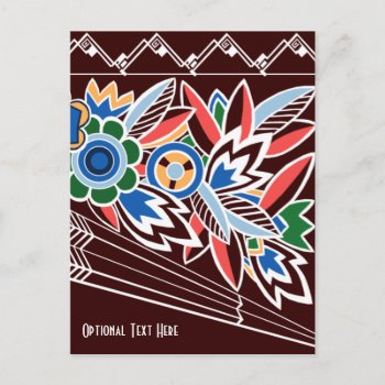 Bold Deco Florals In Brown Postcard by metroswank at Zazzle