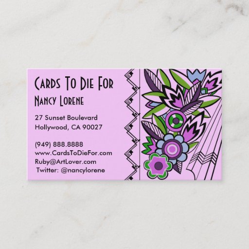 Customizable Bold Deco Florals in Lilac - Business Cards