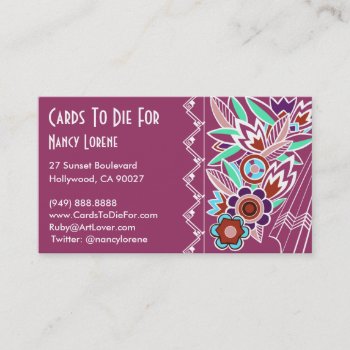 Bold Deco Florals In Rose - Business Cards by metroswank at Zazzle