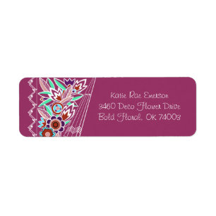 Bold Deco Florals in Rose Label