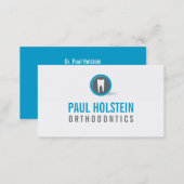 BOLD DENTIST pro dental modern tooth logo blue Business Card (Front/Back)