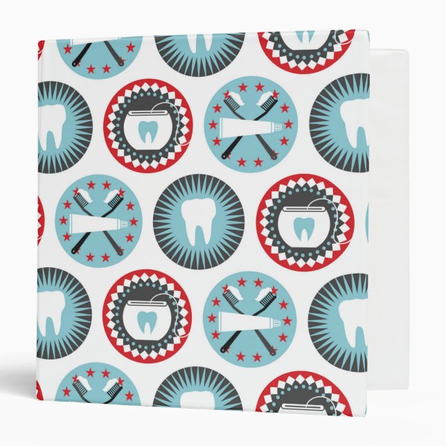 Bold Dentistry Pattern - Dentist Dental Hygienist 3 Ring Binder (Front/Inside)
