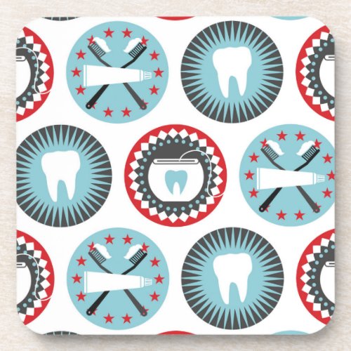 Bold Dentistry Pattern _ Dentist Dental Hygienist Beverage Coaster