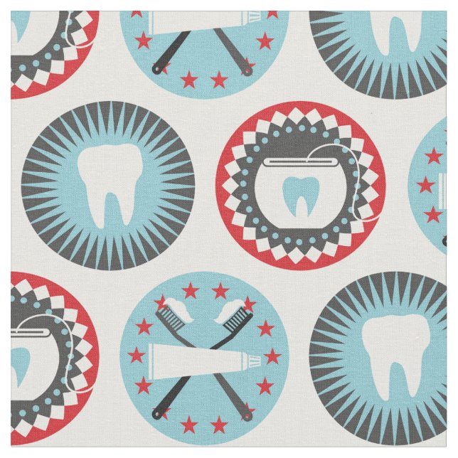 Bold Dentistry Pattern - Dentist Dental Hygienist Fabric (Close Up)