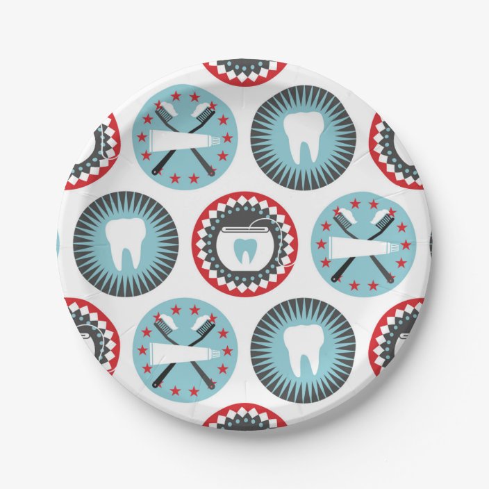 Bold Dentistry Pattern Dentist Dental Hygienist Paper Plate