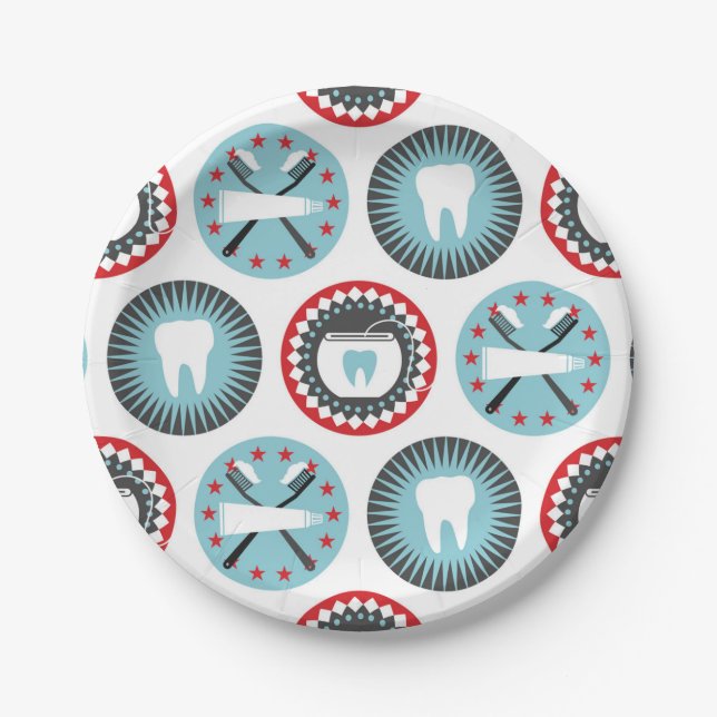Bold Dentistry Pattern - Dentist Dental Hygienist Paper Plates (Front)