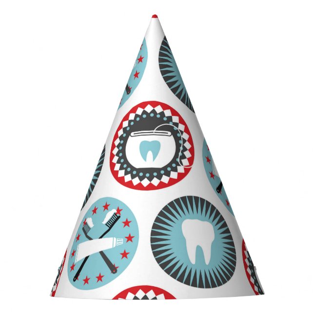 Bold Dentistry Pattern - Dentist Dental Hygienist Party Hat (Front)
